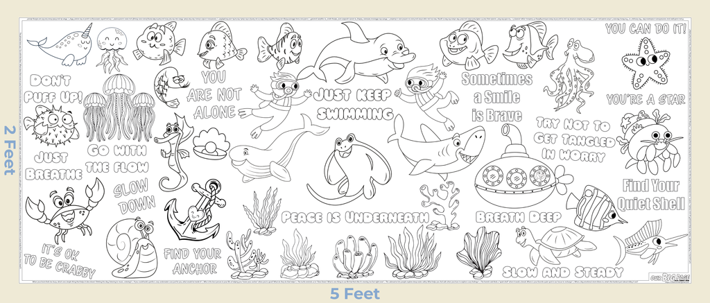 "Waves of Calm" Giant Coloring Sheet for Anxiety Relief & Mindfulness