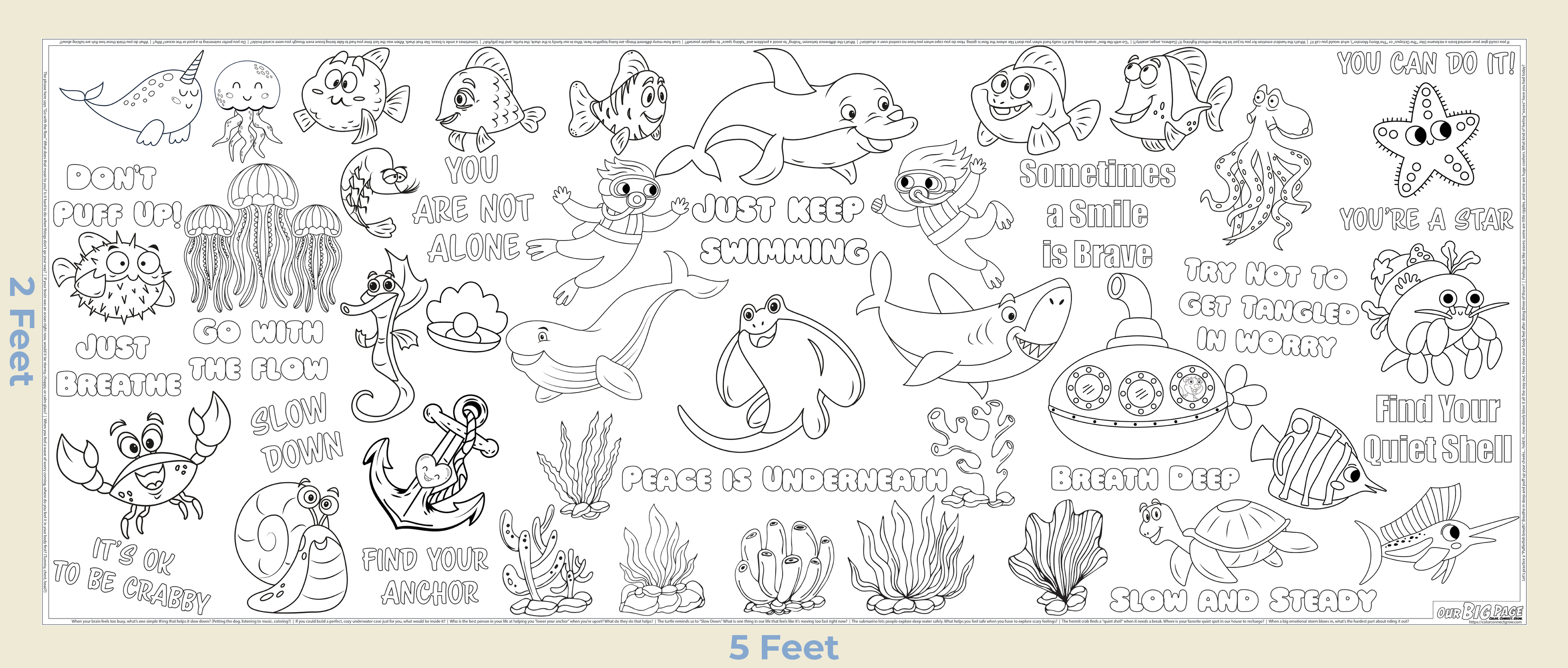 "Waves of Calm" Giant Coloring Sheet for Anxiety Relief & Mindfulness